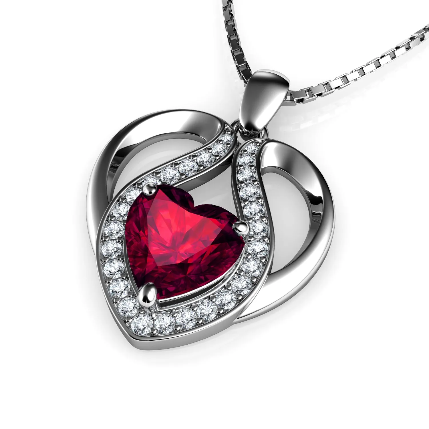 DEPHINI - Cute red necklace for Women - 925 sterling silver pendant