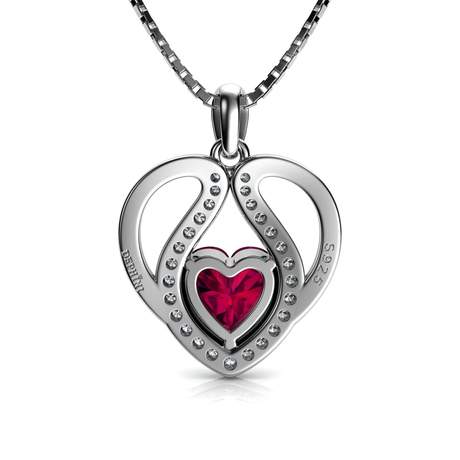 DEPHINI - Cute red necklace for Women - 925 sterling silver pendant