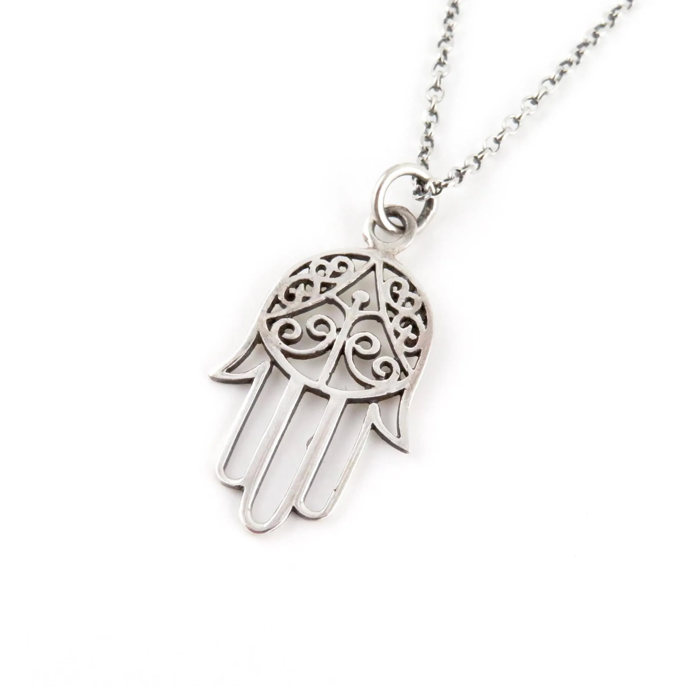 Detailed Open Hamsa Necklace