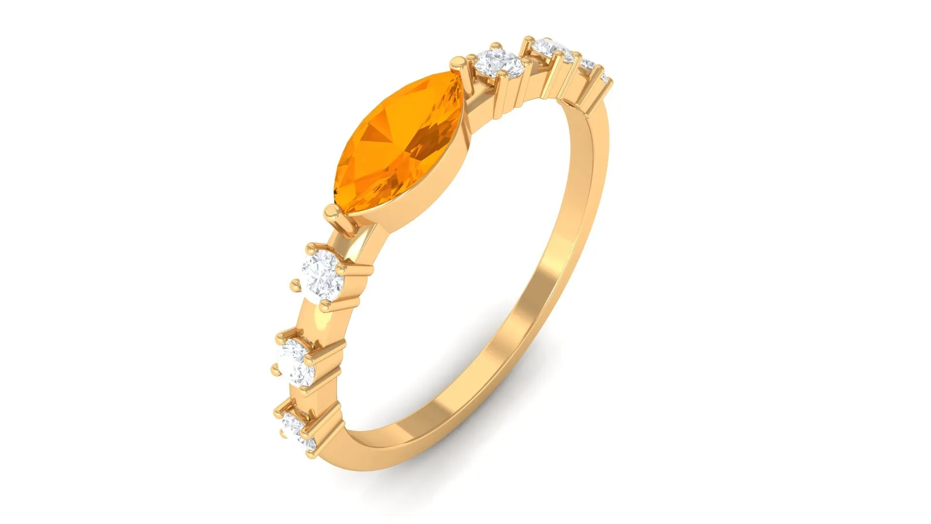 East West Marquise Fire Opal and Diamond Engagement Ring