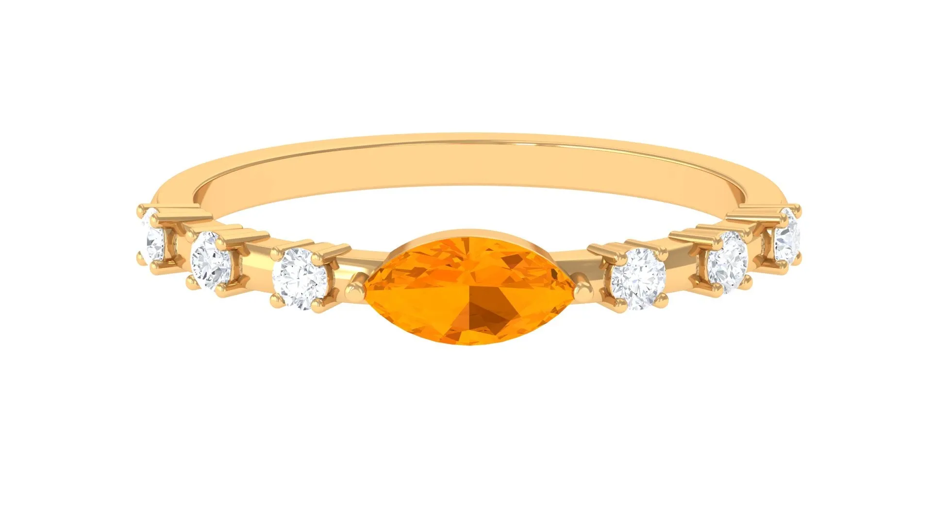 East West Marquise Fire Opal and Diamond Engagement Ring