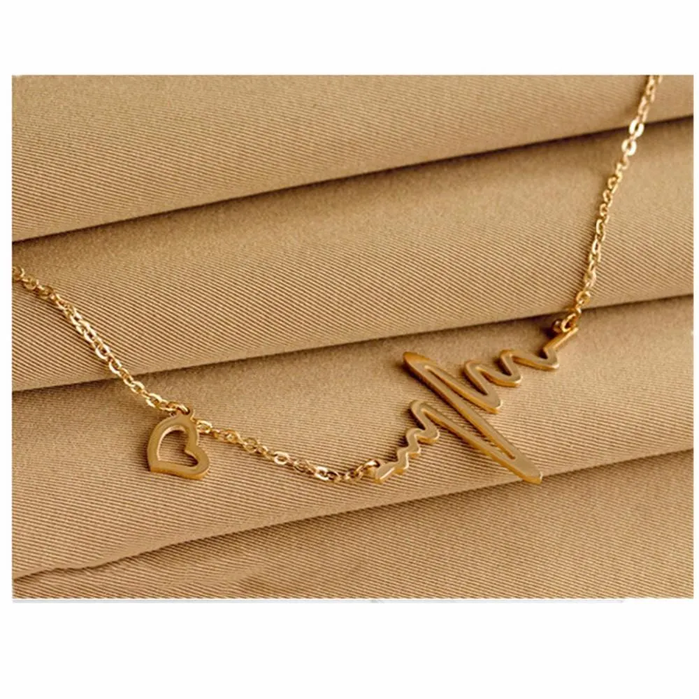 EKG Heart Beat Rose Gold Necklace