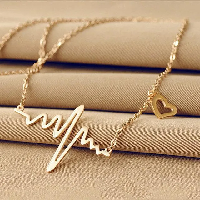 EKG Heart Beat Rose Gold Necklace