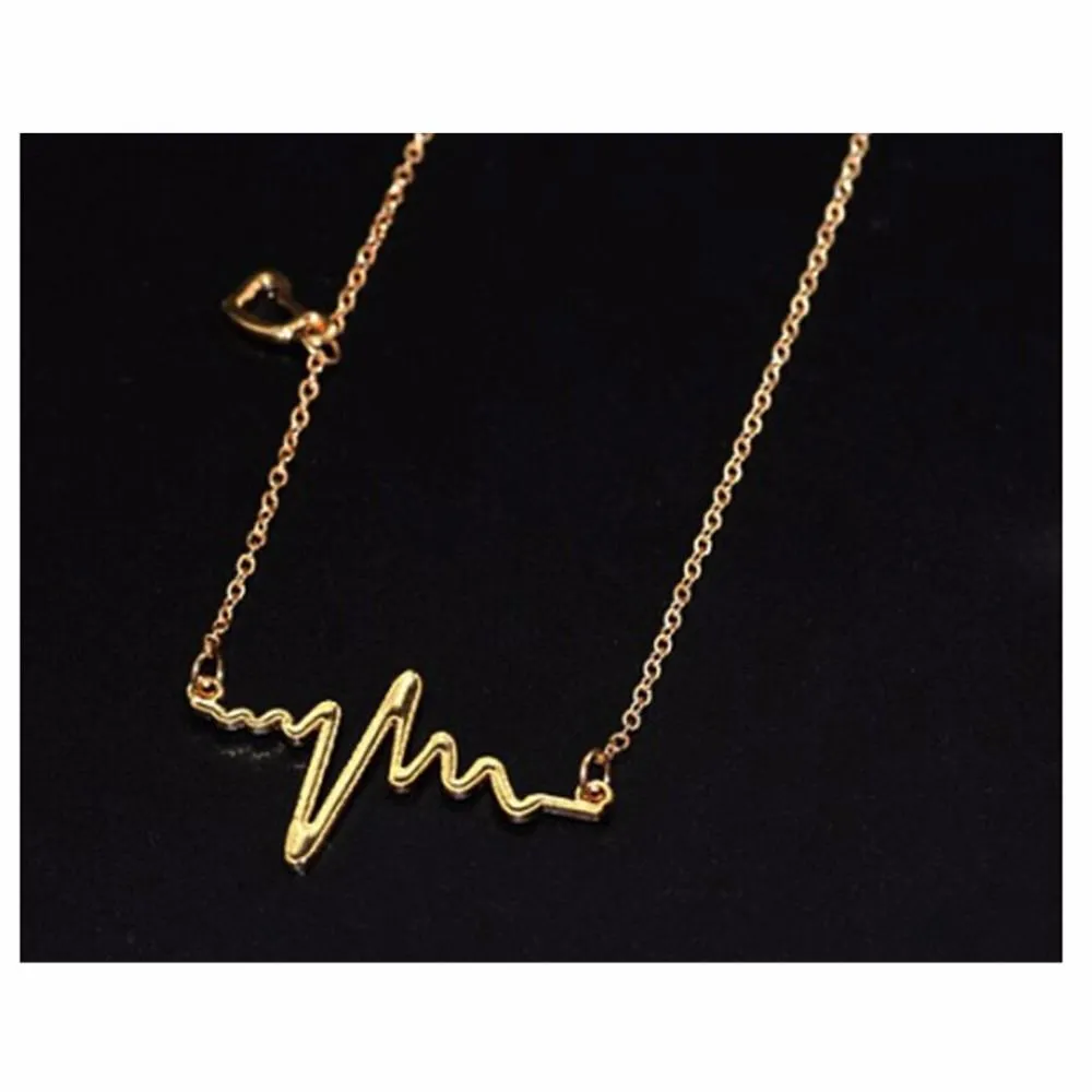 EKG Heart Beat Rose Gold Necklace