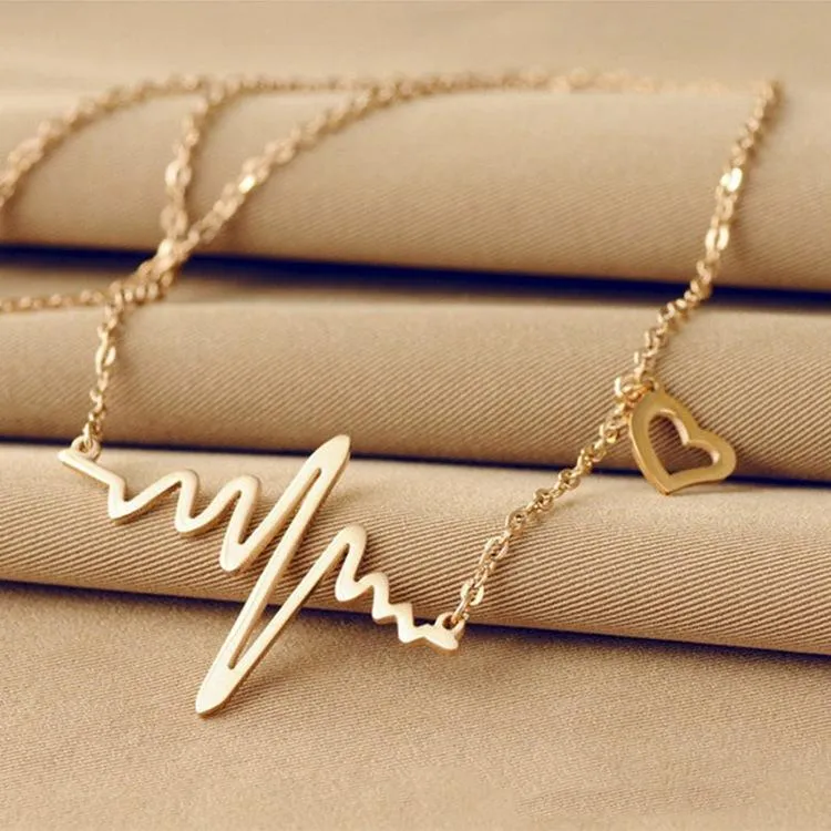 EKG Heart Beat Rose Gold Necklace