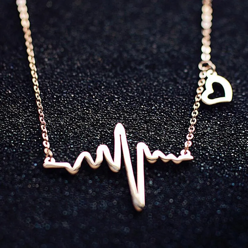 EKG Heart Beat Rose Gold Necklace