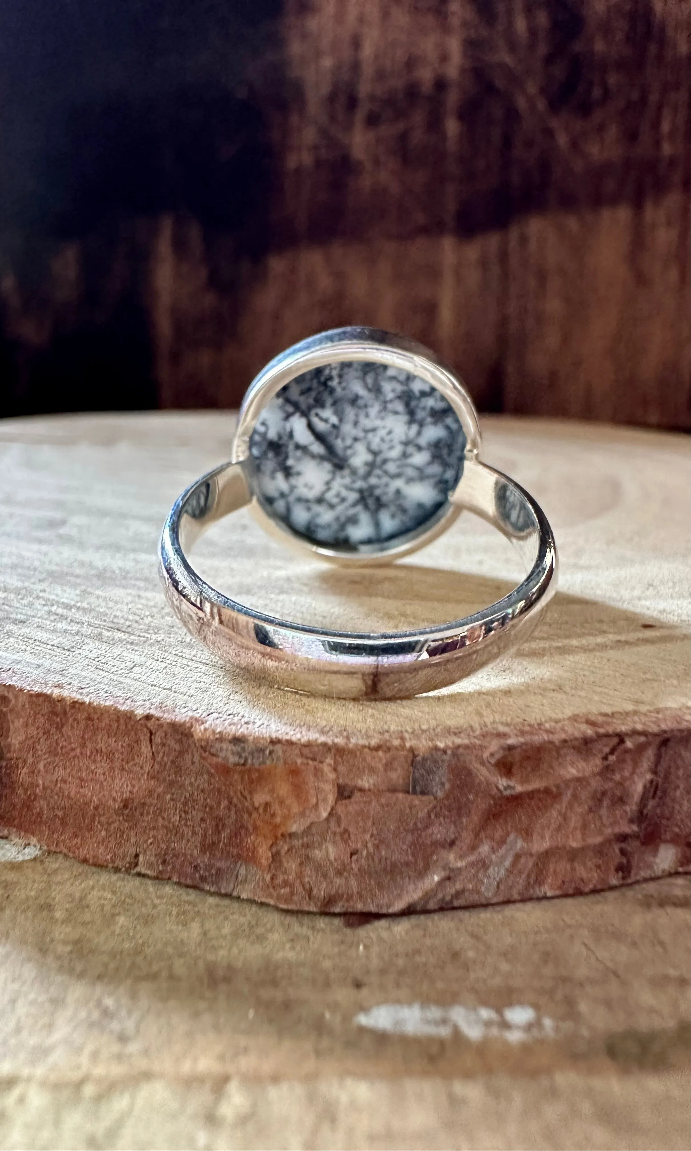 ENCHANTED DENDRITIC OPAL Sterling Silver Ring • Size 10