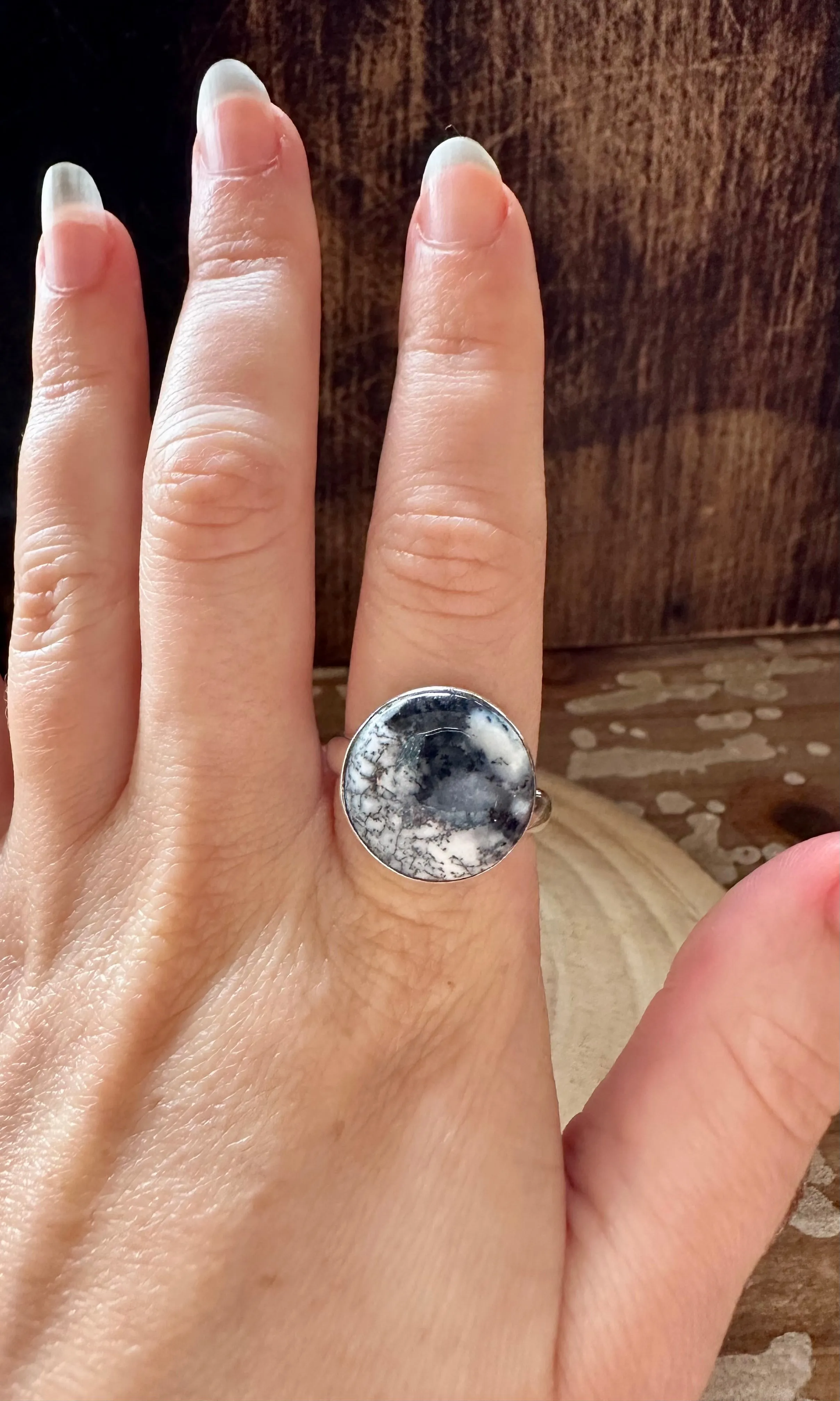 ENCHANTED DENDRITIC OPAL Sterling Silver Ring • Size 10