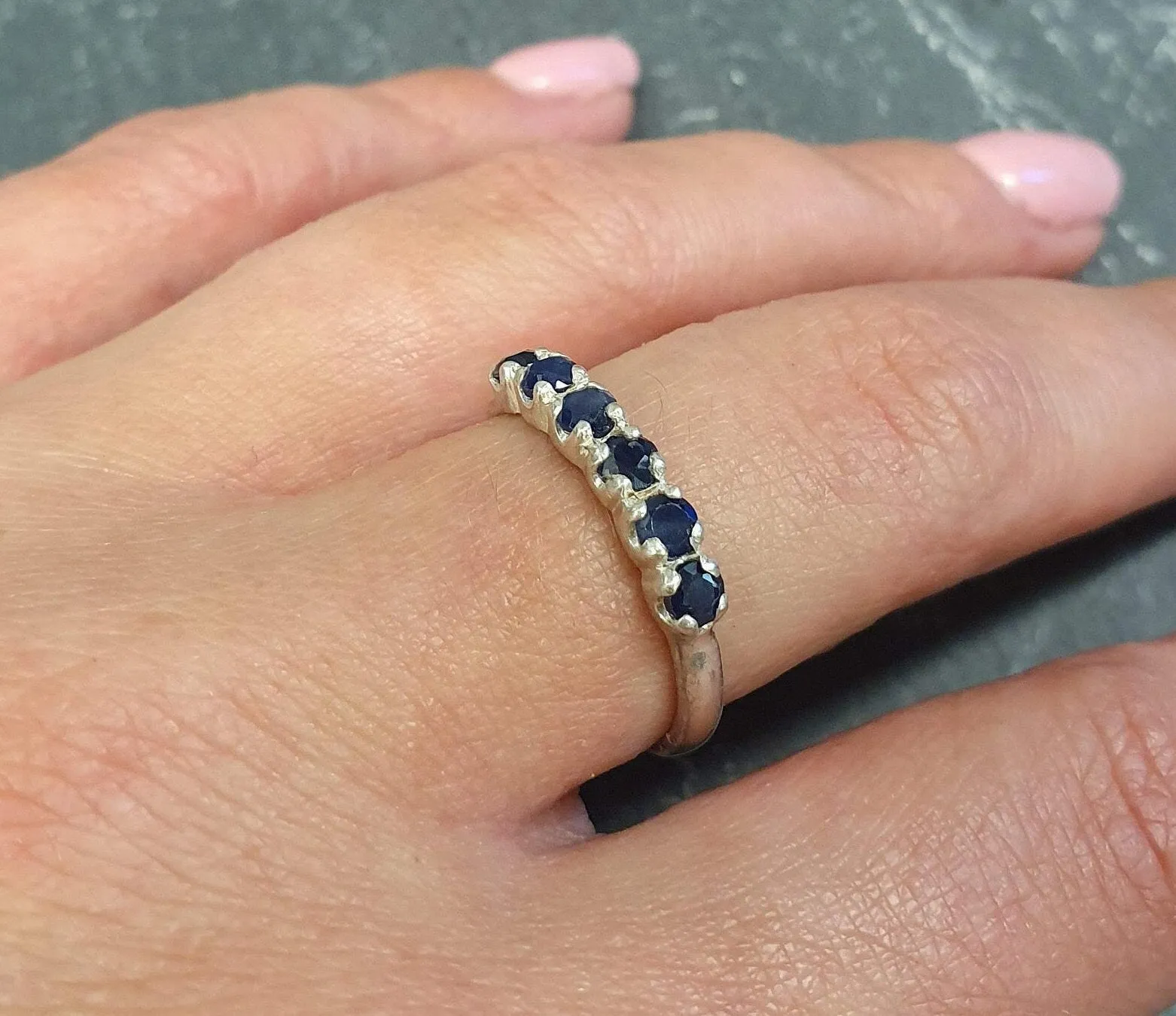 Eternity Sapphire Band - Natural Sapphire Ring, September Birthstone Ring