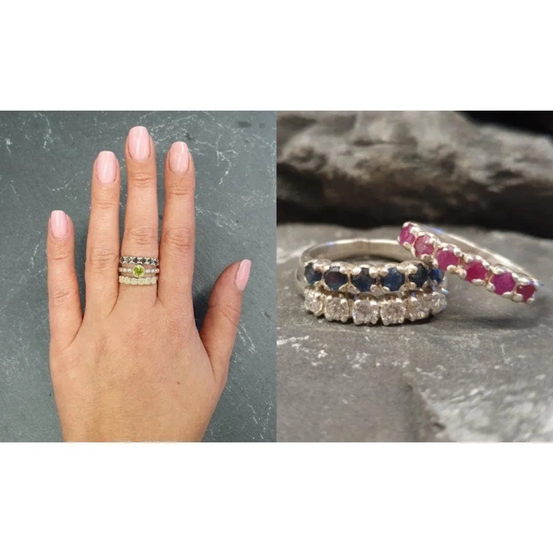 Eternity Sapphire Band - Natural Sapphire Ring, September Birthstone Ring