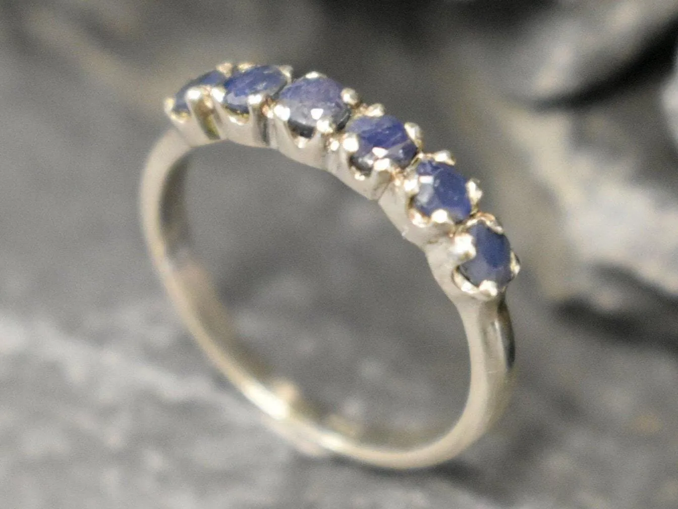 Eternity Sapphire Band - Natural Sapphire Ring, September Birthstone Ring