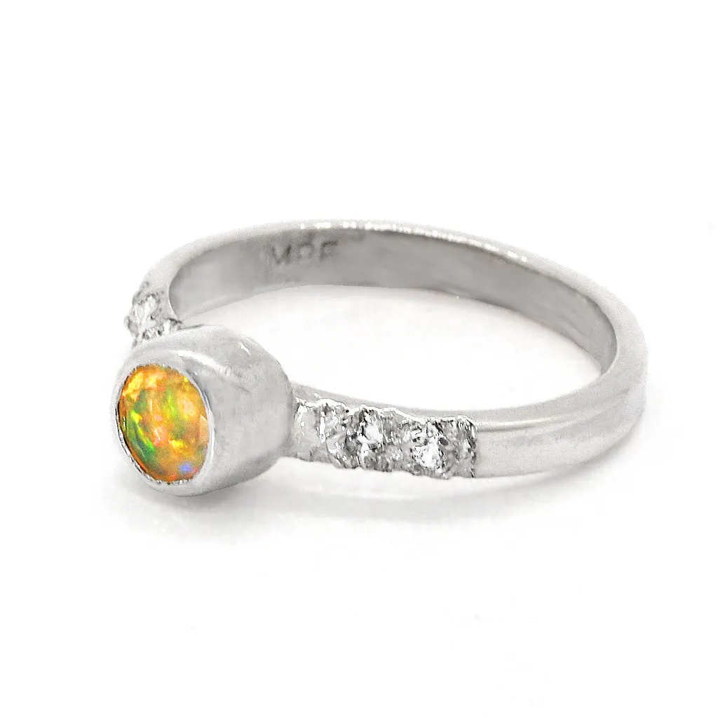 Ethiopian Opal & Zircon Ring (size 8)