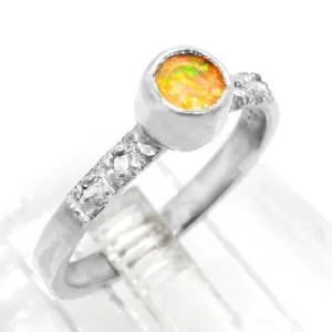 Ethiopian Opal & Zircon Ring (size 8)