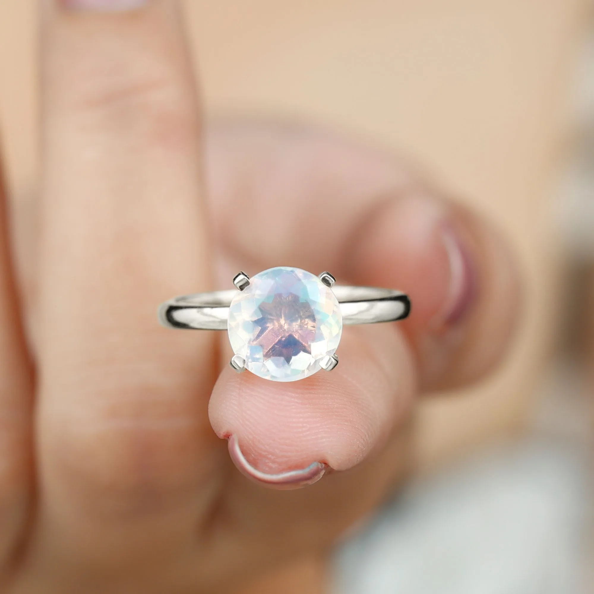 Ethiopian Opal Solitaire Engagement Ring with Diamond Hidden Halo