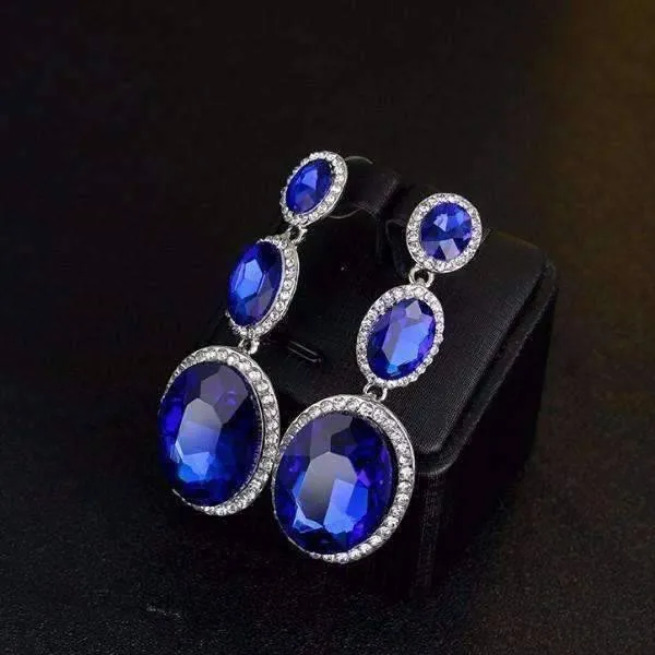 Evening Elegance Triple Crystal Drop Earrings for Women - Two Colors To Choose by Feshionn IOBI