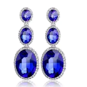 Evening Elegance Triple Crystal Drop Earrings for Women - Two Colors To Choose by Feshionn IOBI