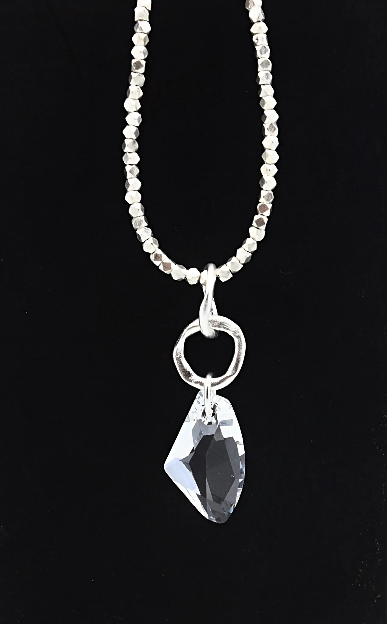 Faceted Fine Silver Nugget Necklace