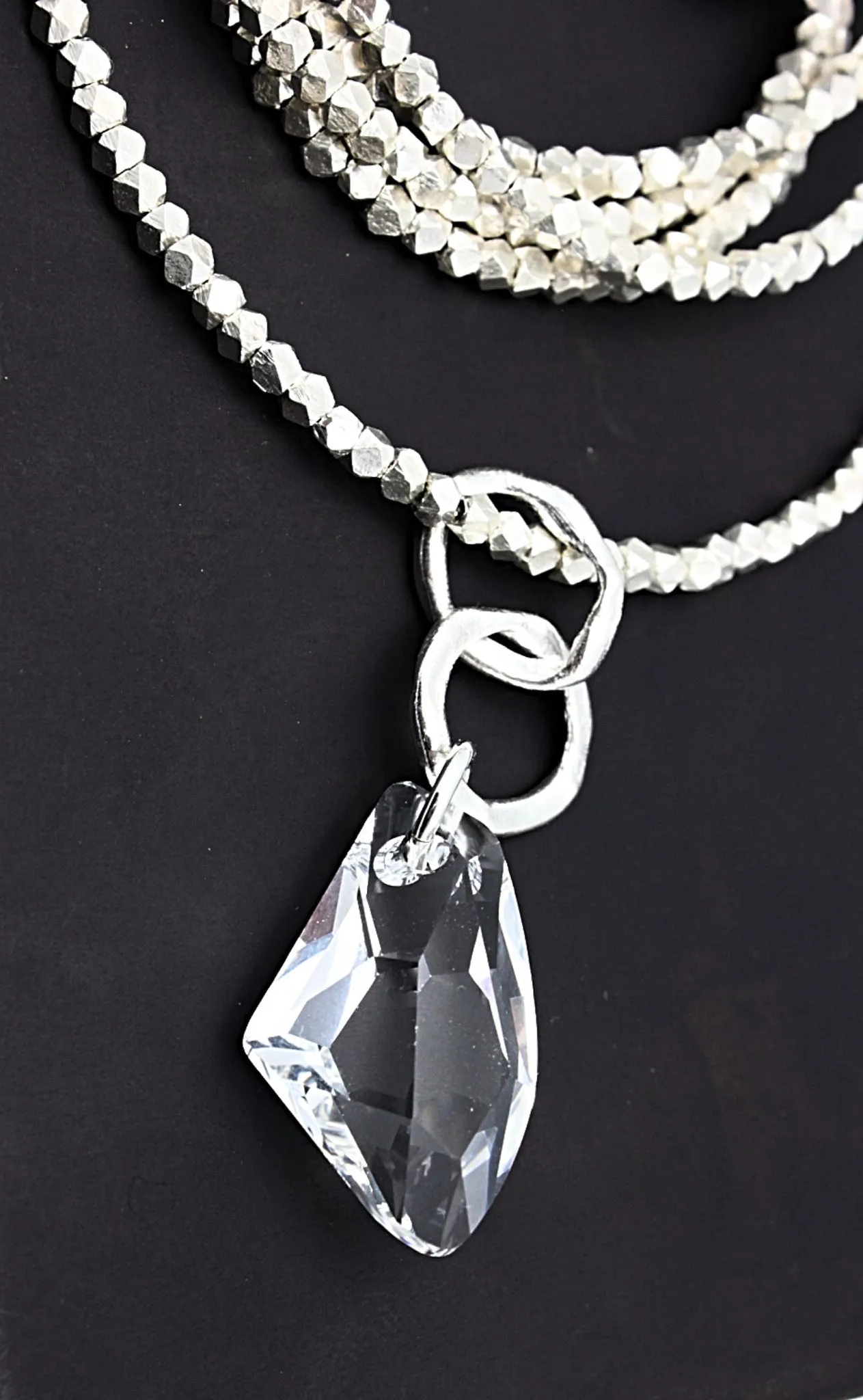 Faceted Fine Silver Nugget Necklace