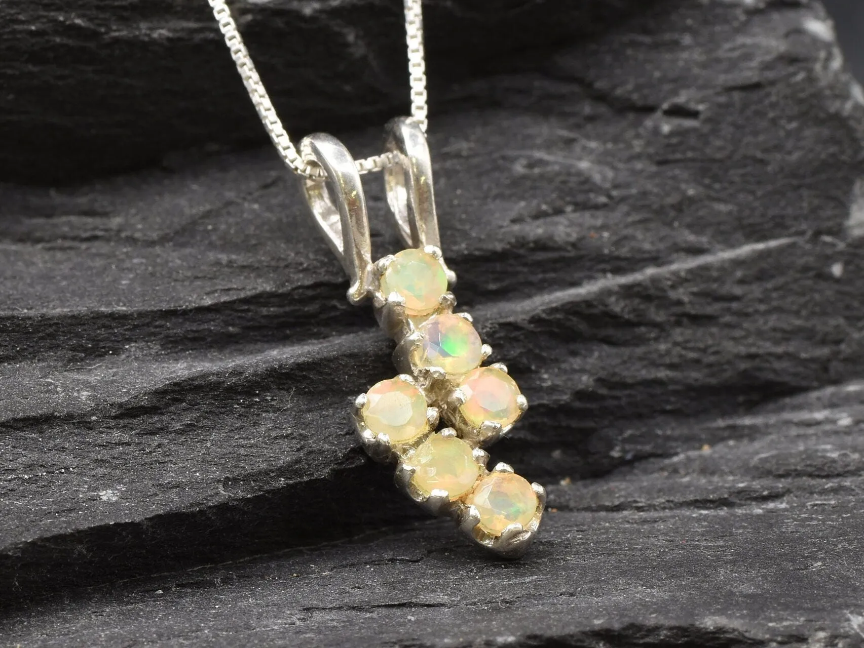 Fire Opal Pendant - October Birthstone Necklace - Dainty Opal Necklace