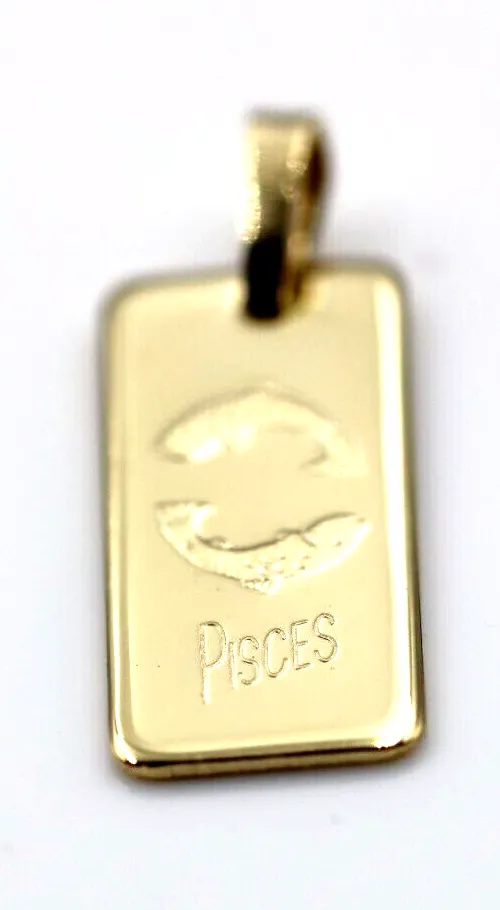 Genuine 9ct Yellow Gold or Fine Silver 20mm x 9mm Pisces Rectangle Zodiac