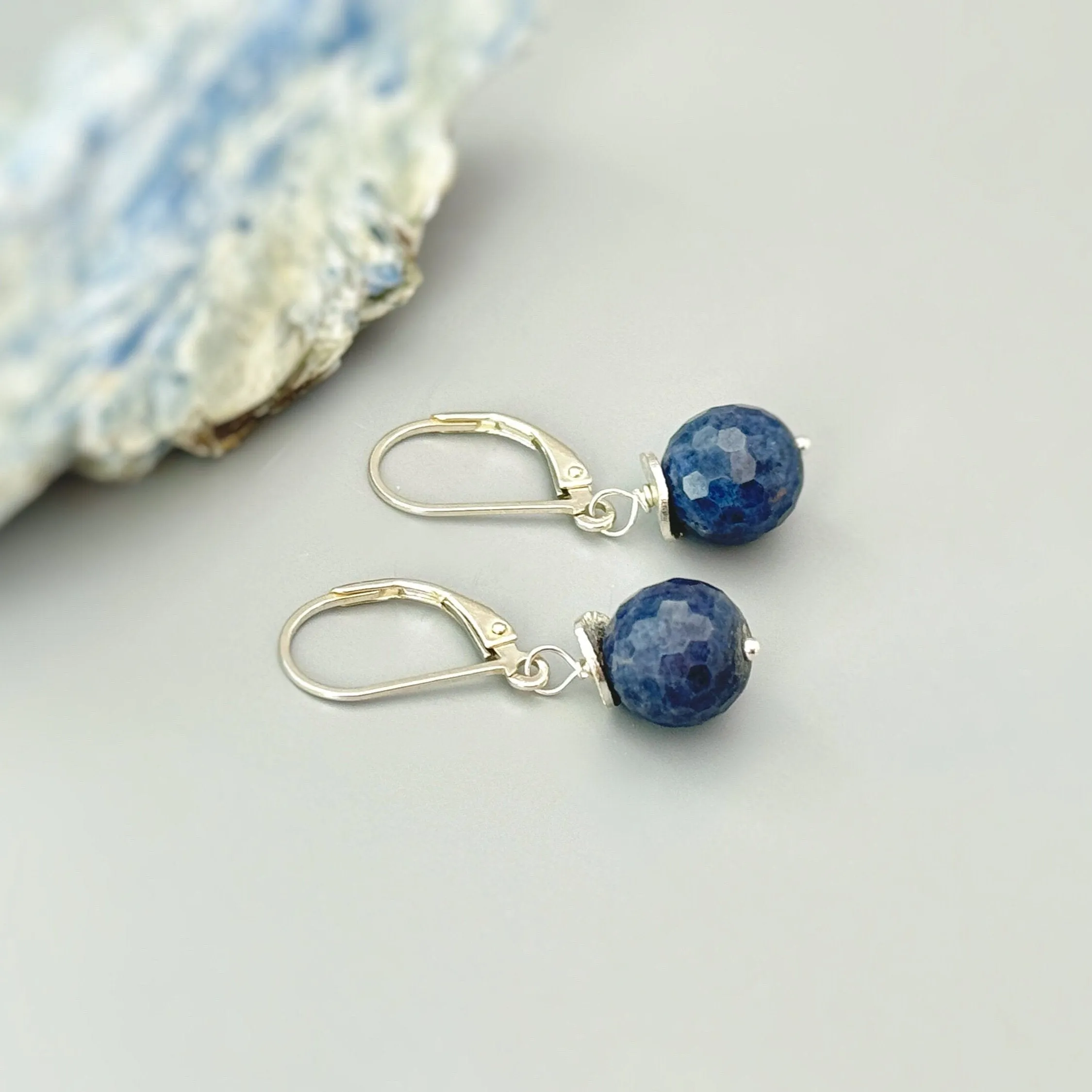 Genuine Blue Sapphire Earrings Dangle Sterling Silver