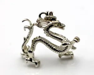 Genuine Sterling Silver 925 Large Chinese Griffin Dragon Pendant