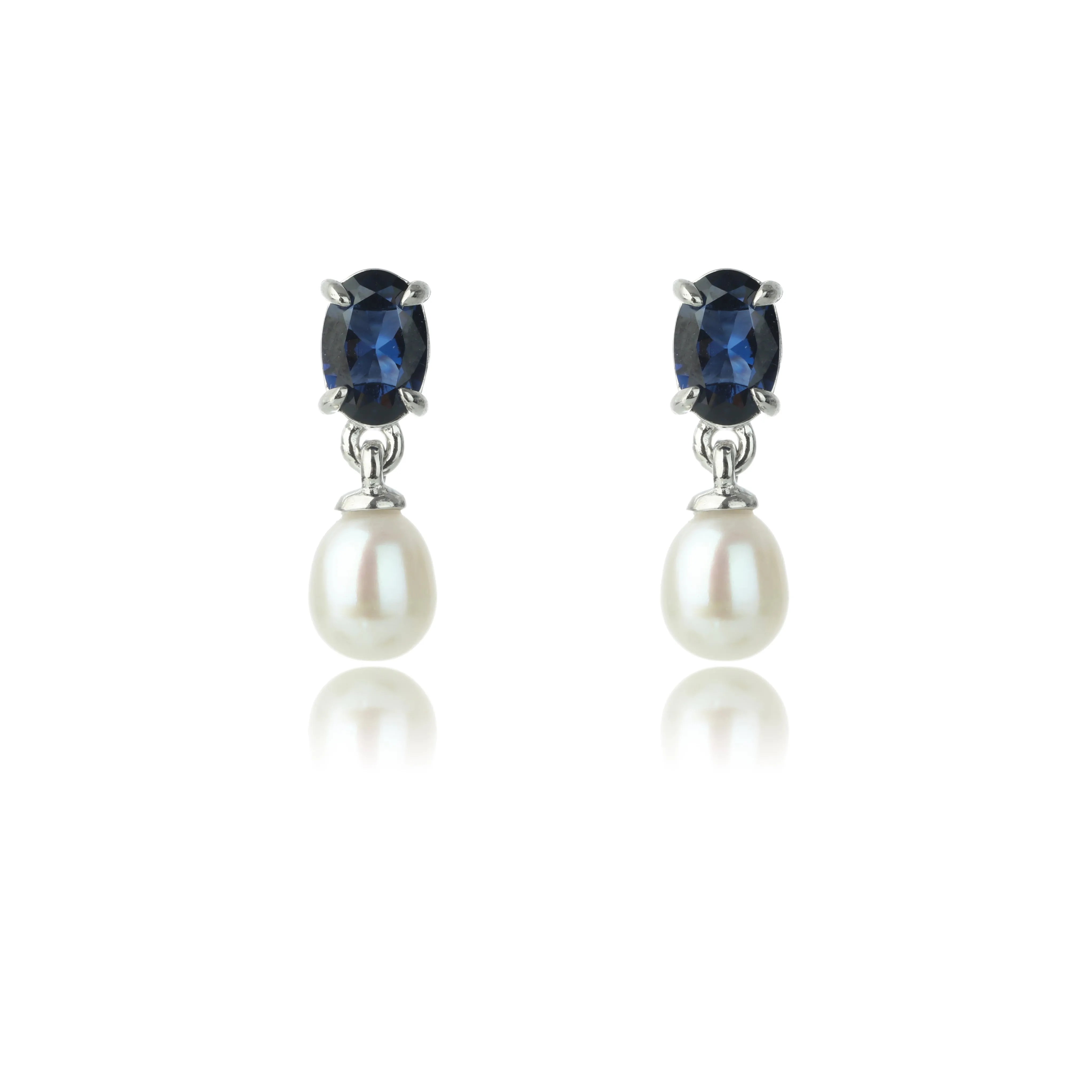 Georgini Oceans Whitsundays Freshwater Pearl Earrings- Sapphire Blue