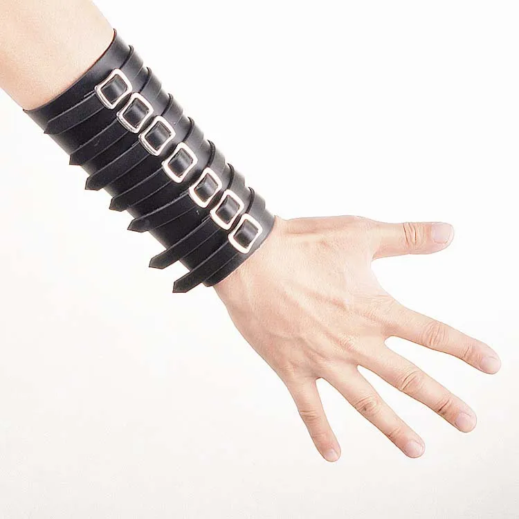 Gigantic Heavy Metal Leather Bracelet Seven Straps