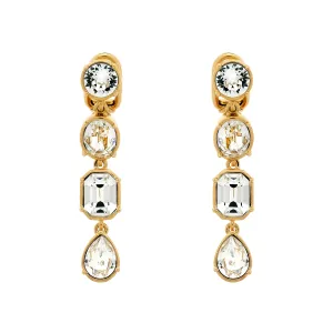 Gold & Crystal Drop Clip Earrings