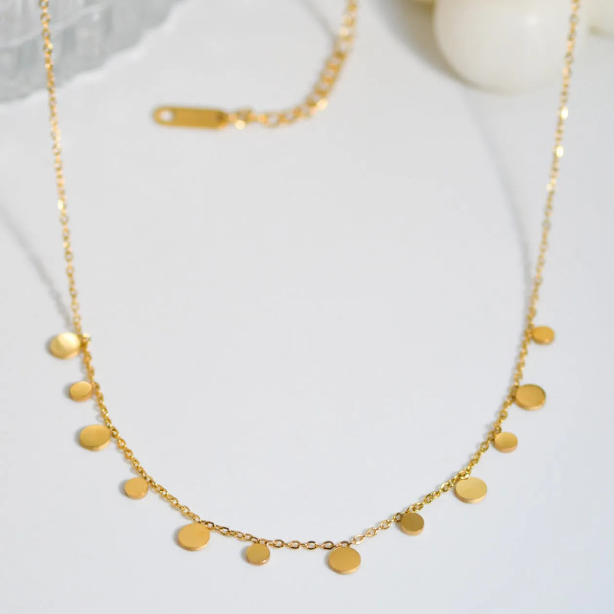 Gold Dainty Disc Necklace