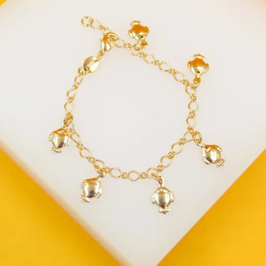 Gold Filled Fish Charm Kids Dangle Bracelet