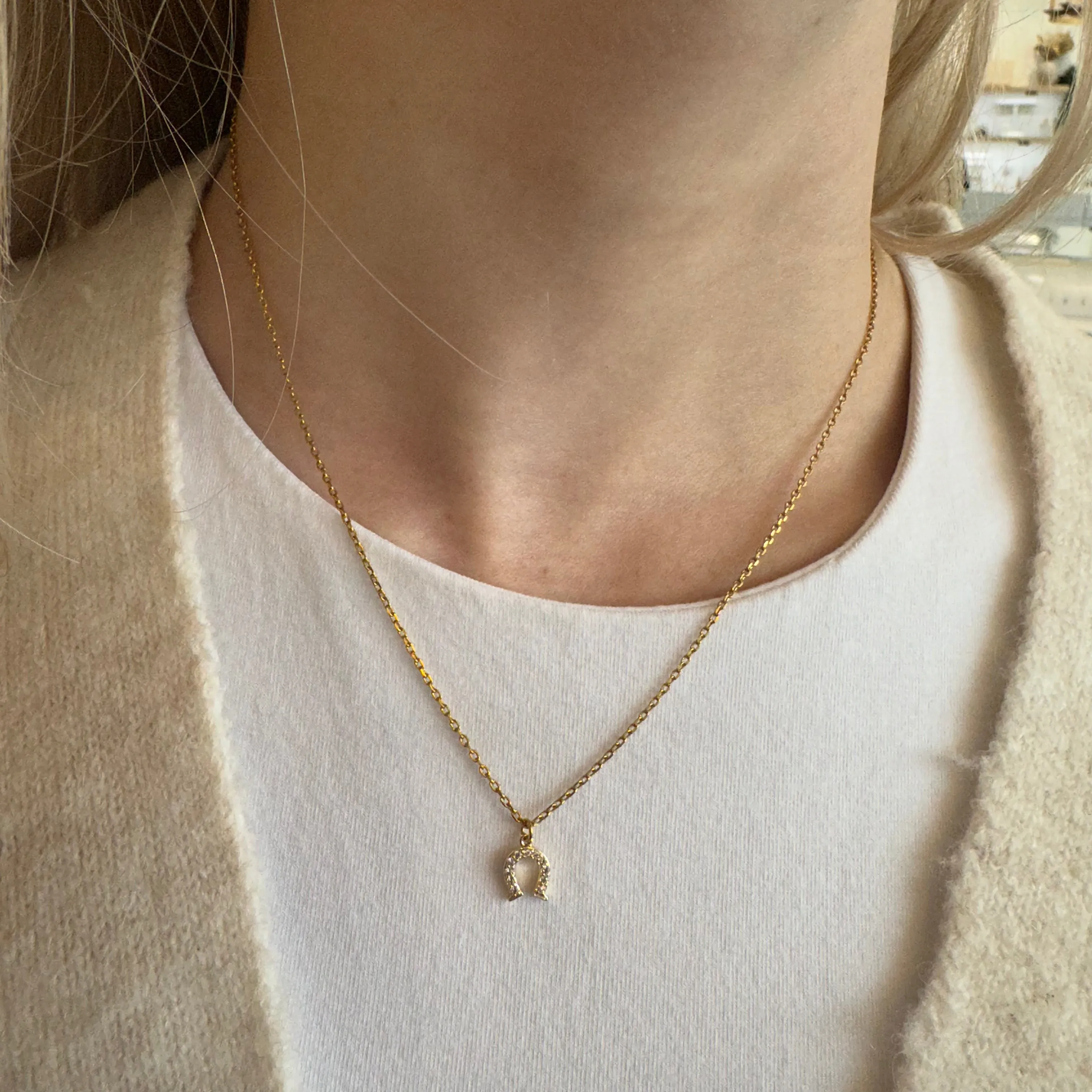 Gold Lucky Horseshoe Necklace