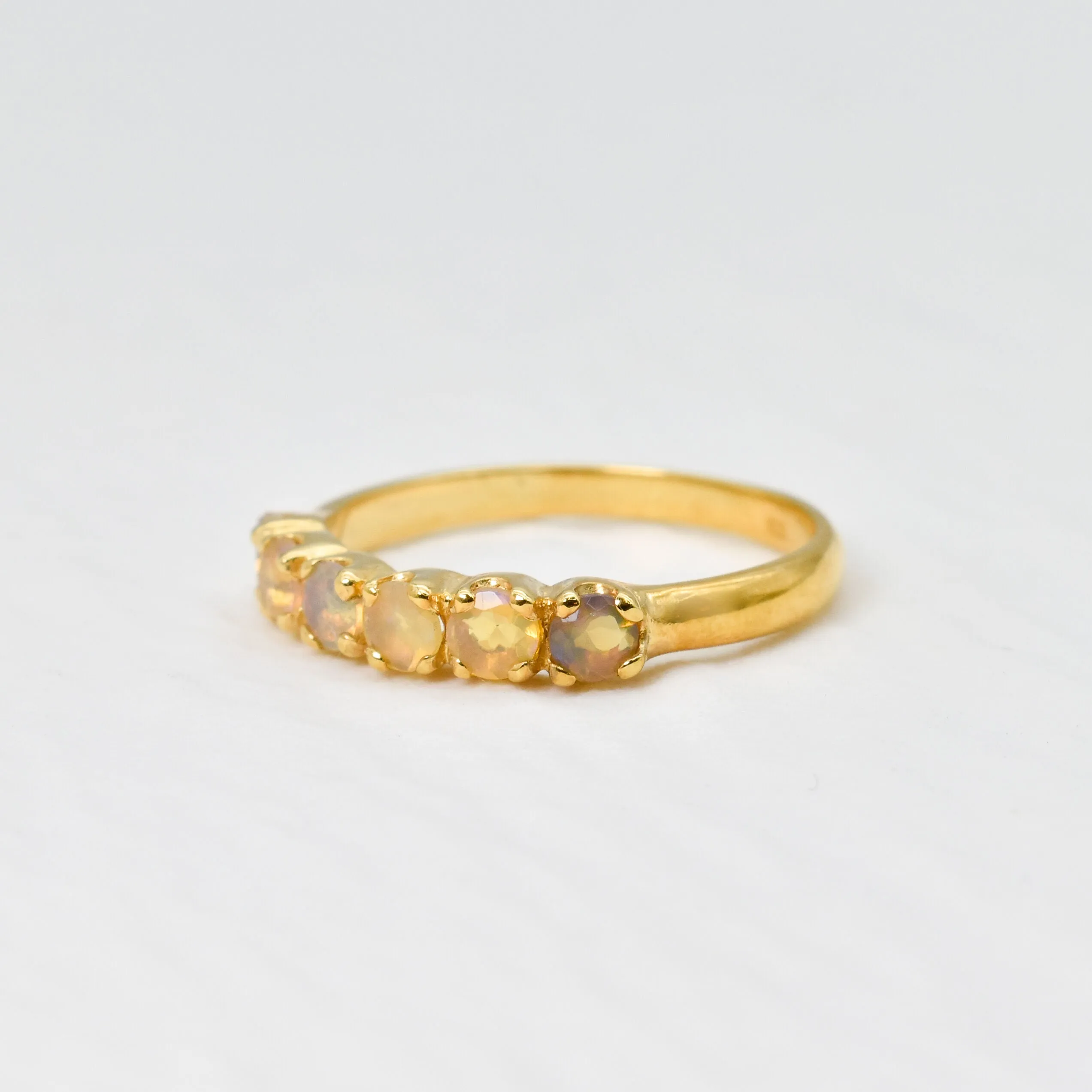 Gold Opal Ring - Half Eternity Gold Band - October Birthstone Ring