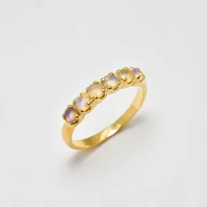 Gold Opal Ring - Half Eternity Gold Band - October Birthstone Ring