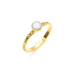 Gold Opal Ring - Opal Solitaire Ring - Dainty  Boho Ring