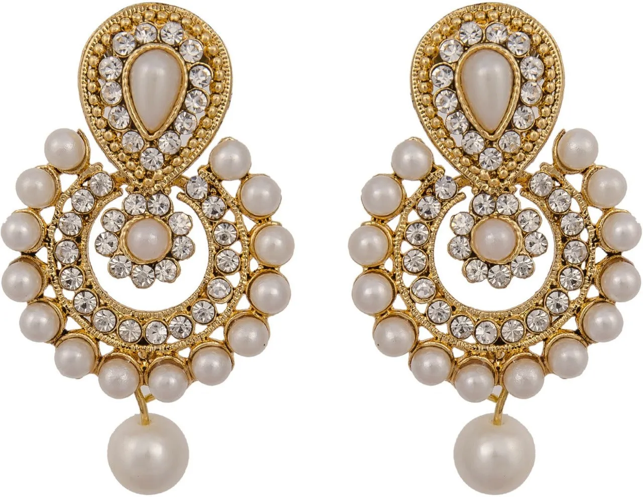 Gold Plated Fancy White Pearl Jewellery Set  for Girls & Women