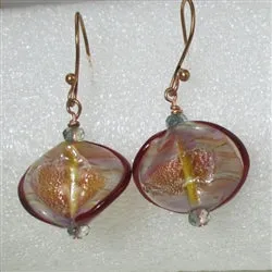 Golden Boro Spanish Dancer Earrings on Copper Ear Wires