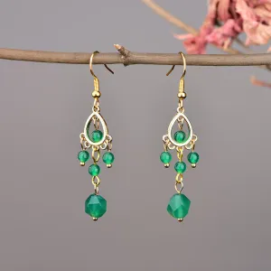 Green Agate Retro Earrings!