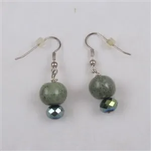 Green Handmade Kazuri Dangle Earrings