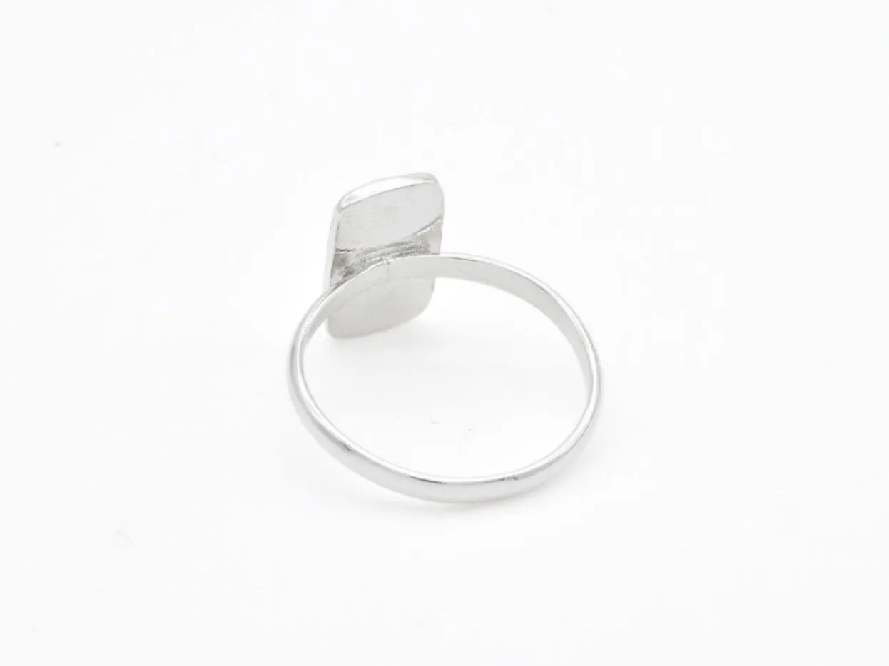 Hammered Rectangle Ring - Unique Statement Ring - Silver Geometric Ring