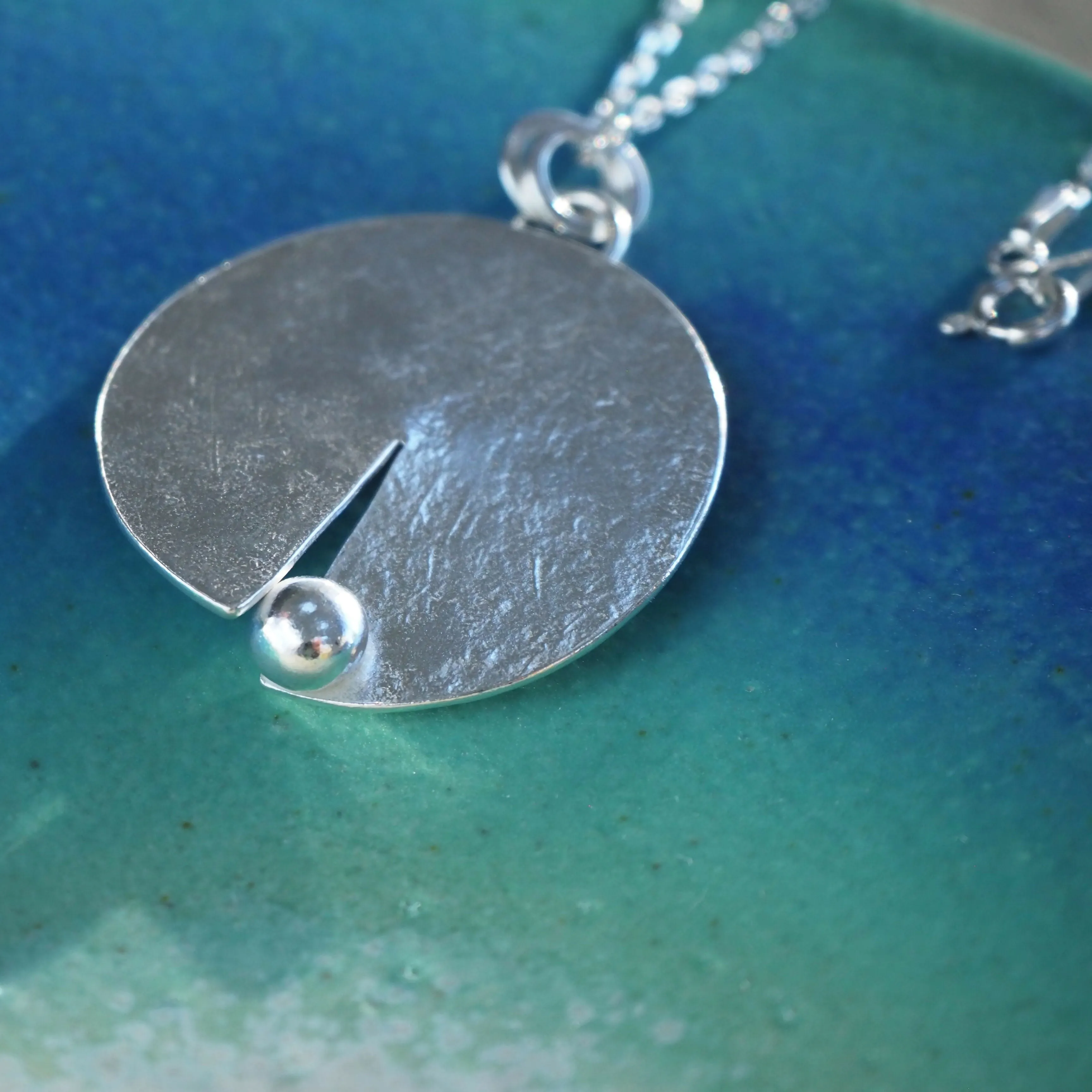 Hammered Silver Disc Pendant - Hallmarked