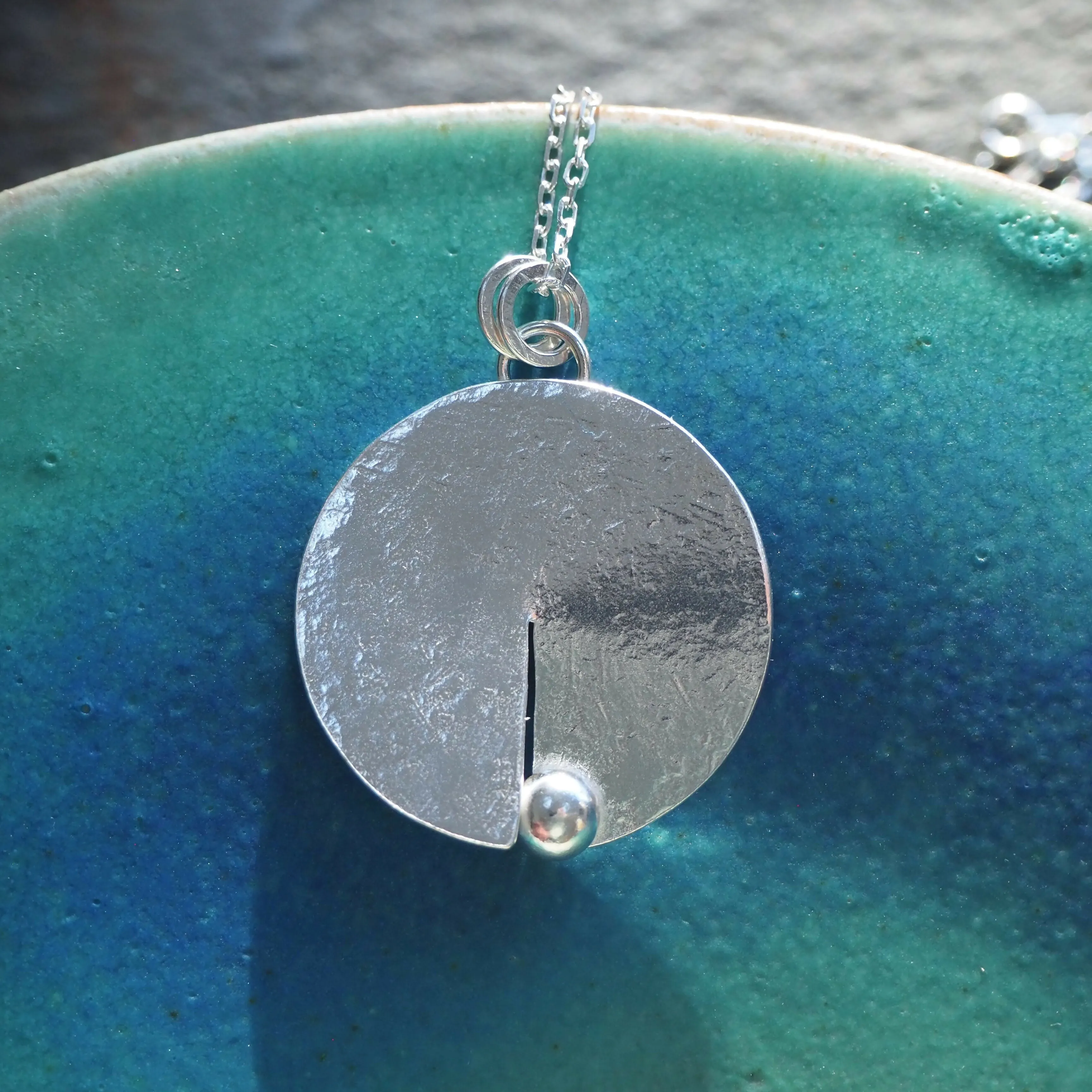 Hammered Silver Disc Pendant - Hallmarked