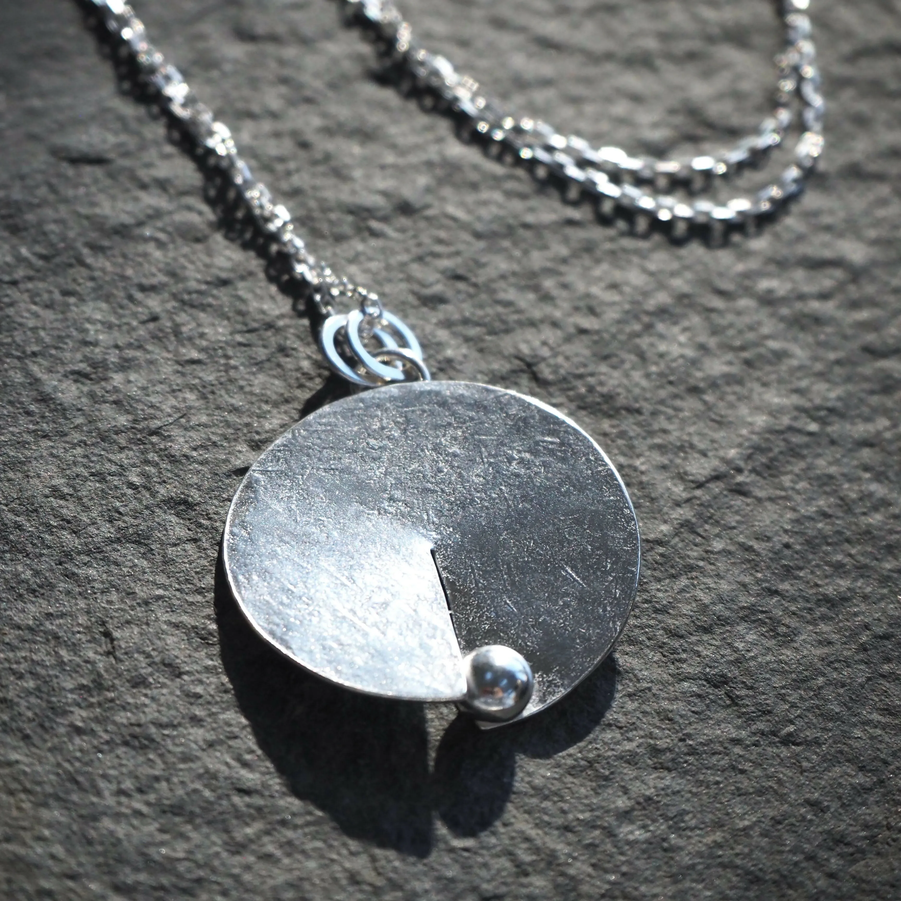 Hammered Silver Disc Pendant - Hallmarked