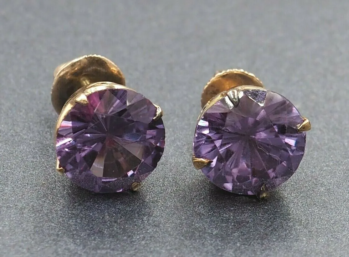 Handmade Colour Changing Sapphire 9ct Yellow Gold Stud Earrings