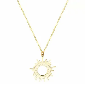 Hollow Sun Gold Stainless Steel Necklace