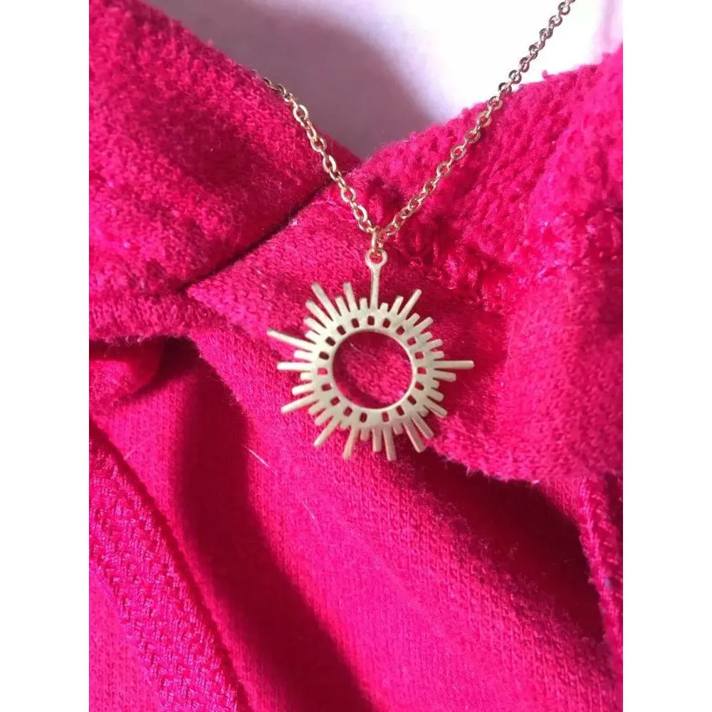 Hollow Sun Gold Stainless Steel Necklace