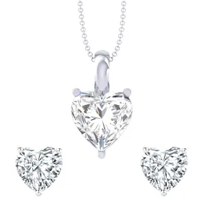 iJuels 925 Sterling Silver Heart Solitaire Pendant Chain Necklace & Earrings Combo | Silver Pendant Earrings Set for Women & Girls IJHSPCERS00