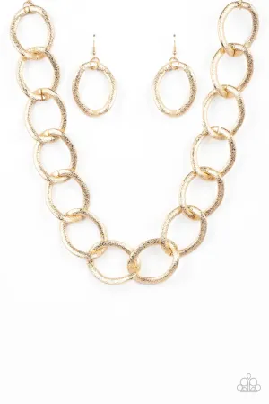 Industrial Intimidation Gold Necklace - Paparazzi Accessories