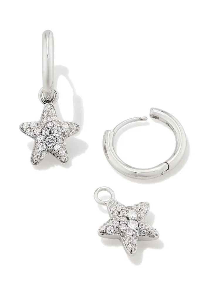 Jae Star Pave Huggie Earring Rhod White Crystal by Kendra Scott