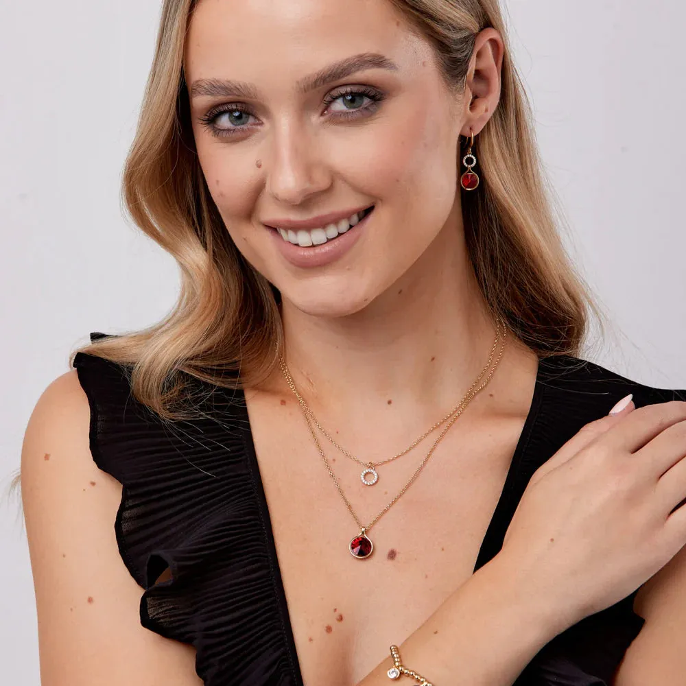 KNIGHT & DAY - Crystal & Garnet Layered Necklace